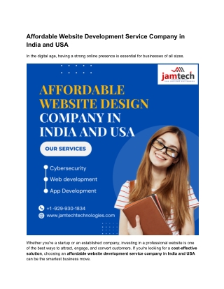 Affordable Website Development Service Company in India and USA