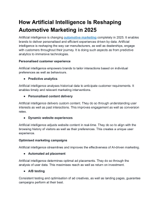 How Artificial Intelligence Is Reshaping Automotive Marketing in 2025
