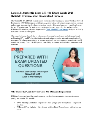 Latest & Authentic Cisco 350-401 Exam Guide 2025 – Master ENCOR with Confidence
