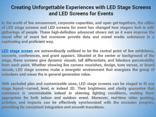 Creating Unforgettable Experiences with LED Stage Screens and LED Screens for Events