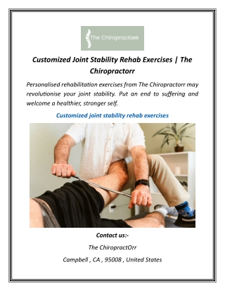 Customized Joint Stability Rehab Exercises  The Chiropractorr