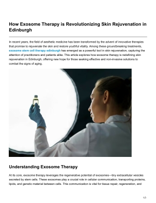 How Exosome Therapy is Revolutionizing Skin Rejuvenation in Edinburgh