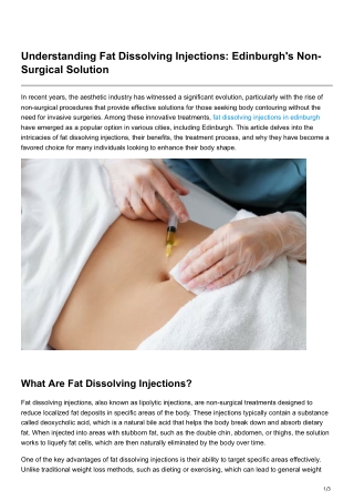 Understanding Fat Dissolving Injections Edinburgh's Non-Surgical Solution
