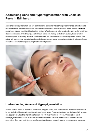 Addressing Acne and Hyperpigmentation with Chemical Peels in Edinburgh