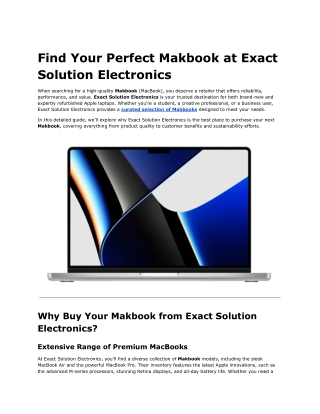 Find Your Perfect Makbook at Exact Solution Electronics