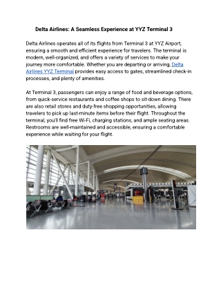Delta Airlines_ A Seamless Experience at YYZ Terminal 3