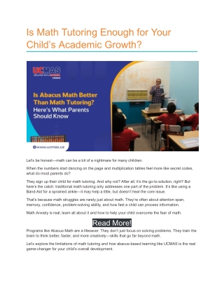 Is Math Tutoring Enough for Your Child?