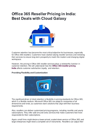 Best Office 365 Reseller Pricing in India for Businesses of All Sizes