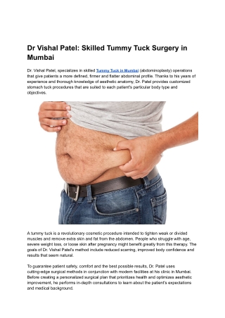 Dr Vishal Patel_ Skilled Tummy Tuck Surgery in Mumbai