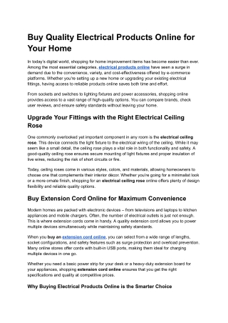 Buy Quality Electrical Products Online for Your Home