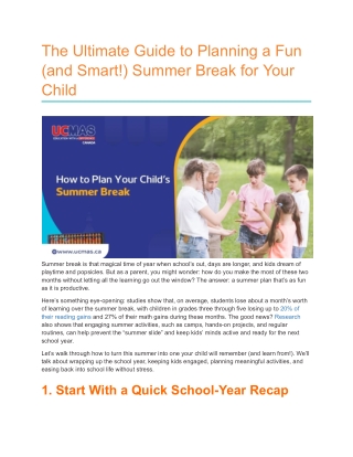 How To Make Smart Summer Plans to Beat the Brain Drain