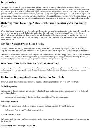 Rejuvenating Your Tesla: Top-Notch Crash Repair Providers You Can Trust Fund