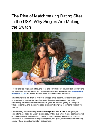 The Rise of Matchmaking Dating Sites in the USA_ Why Singles Are Making the Switch