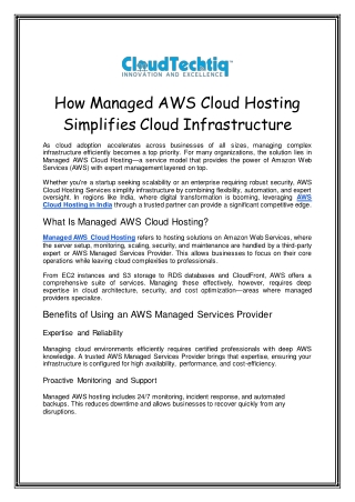 How Managed AWS Cloud Hosting Simplifies Cloud Infrastructure