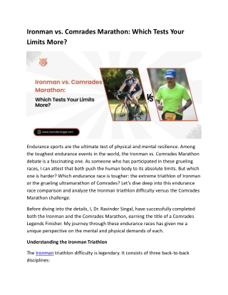 Ironman vs. Comrades Marathon Which Tests Your Limits More