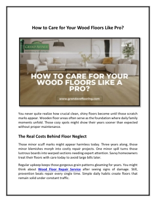 How to Care for Your Wood Floors Like a Pro