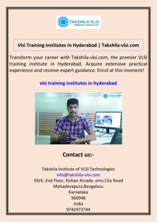 vlsi training institutes in hyderabad takshila