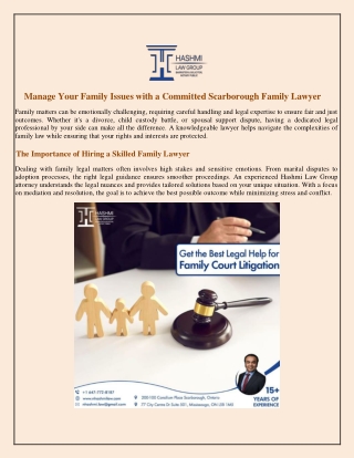 Manage Your Family Issues with a Committed Scarborough Family Lawyer
