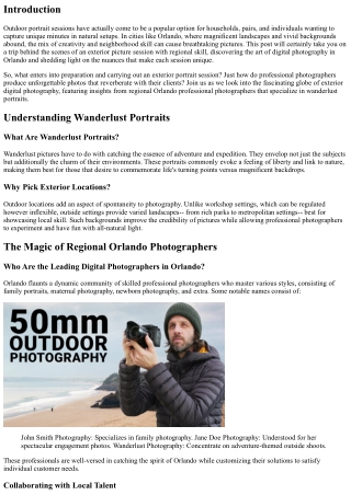 Behind-the-Scenes at an Outdoor Picture Session with Local Talent