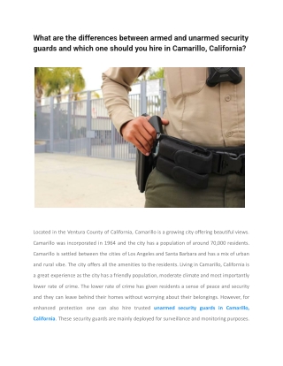What are the differences between armed and unarmed security guards and which one should you hire in Camarillo, Californi