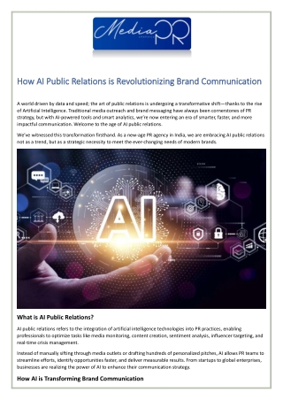 How AI Public Relations is Revolutionizing Brand Communication