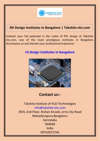 Rtl Design Institutes In Bangalore Takshila-vlsi.com