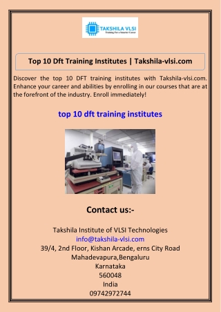 Top 10 Dft Training Institutes  Takshila-vlsi.com