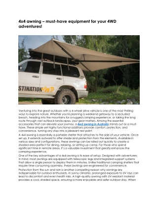 4x4 awning must have equipment for your