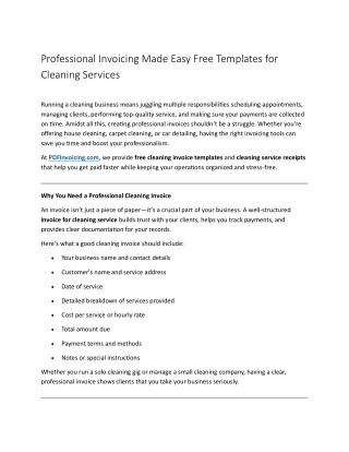 Professional Invoicing Made Easy Free Templates for Cleaning Services