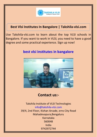Best Vlsi Institutes In Bangalore Takshila-vlsi.com