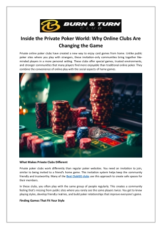 Inside the Private Poker World Why Online Clubs Are Changing the Game