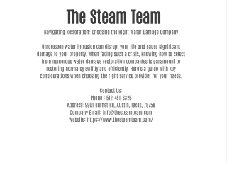 the steam team navigating restoration choosing