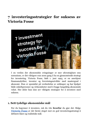 7 investeringsstrategier for suksess av Victoria Fosse