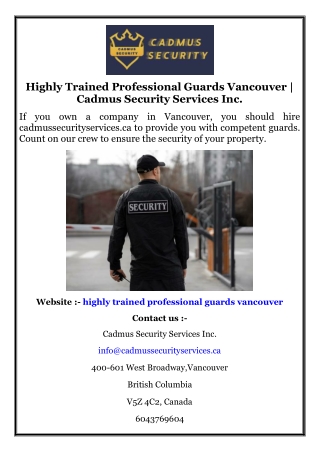 highly trained professional guards vancouver