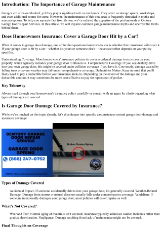 Garage Maintenance Myths Busted by Century Professionals!