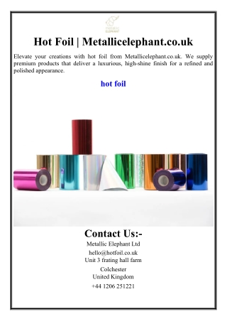 hot foil metallicelephant co uk