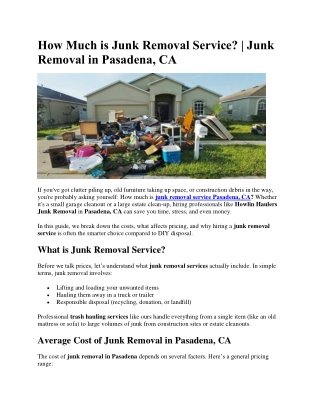How Much is Junk Removal Service