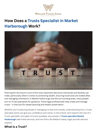 How Does a Trusts Specialist in Market Harborough Work?