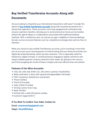 How to Safely Use Verified Transferwise Accounts After Purchase