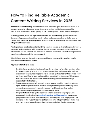How to Find Reliable Academic Content Writing Services in 2025
