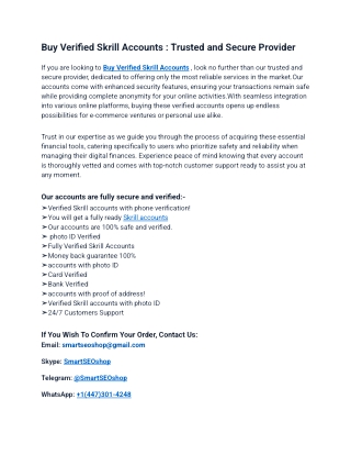 How to Safely Use Verified Skrill Accounts After Purchase