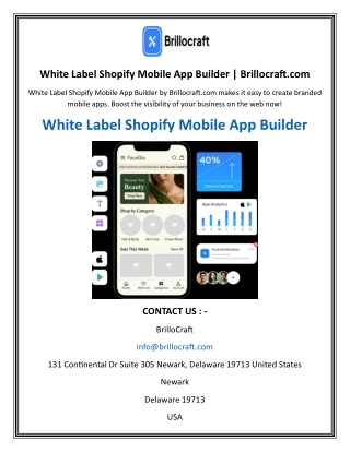 White Label Shopify Mobile App Builder | Brillocraft.com