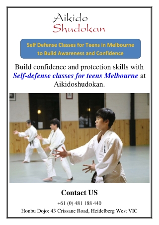 self defense classes for teens in melbourne