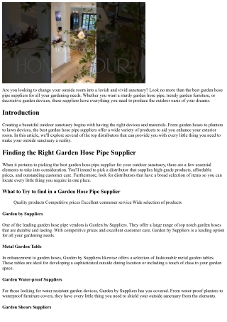 The Very Best Garden Hose Pipe Vendors for Your Exterior Sanctuary