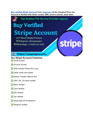 Instant Access to Fully Buy Verified Stripe Accounts