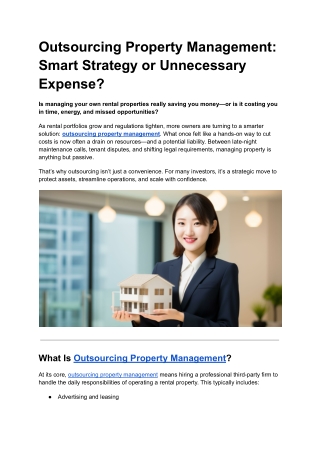Outsourcing Property Management -  Smart Strategy or Unnecessary Expense