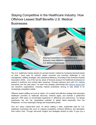 Staying Competitive in the Healthcare Industry_ How Offshore Leased Staff Benefits U.S. Medical Businesses