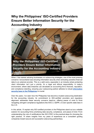Why the Philippines’ ISO-Certified Providers Ensure Better Information Security