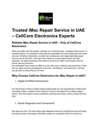 Trusted iMac Repair Service in UAE – CellCore Electronics Experts