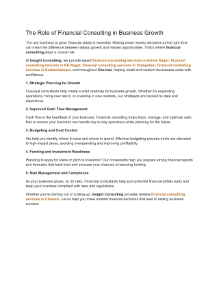 the role of financial consulting in business